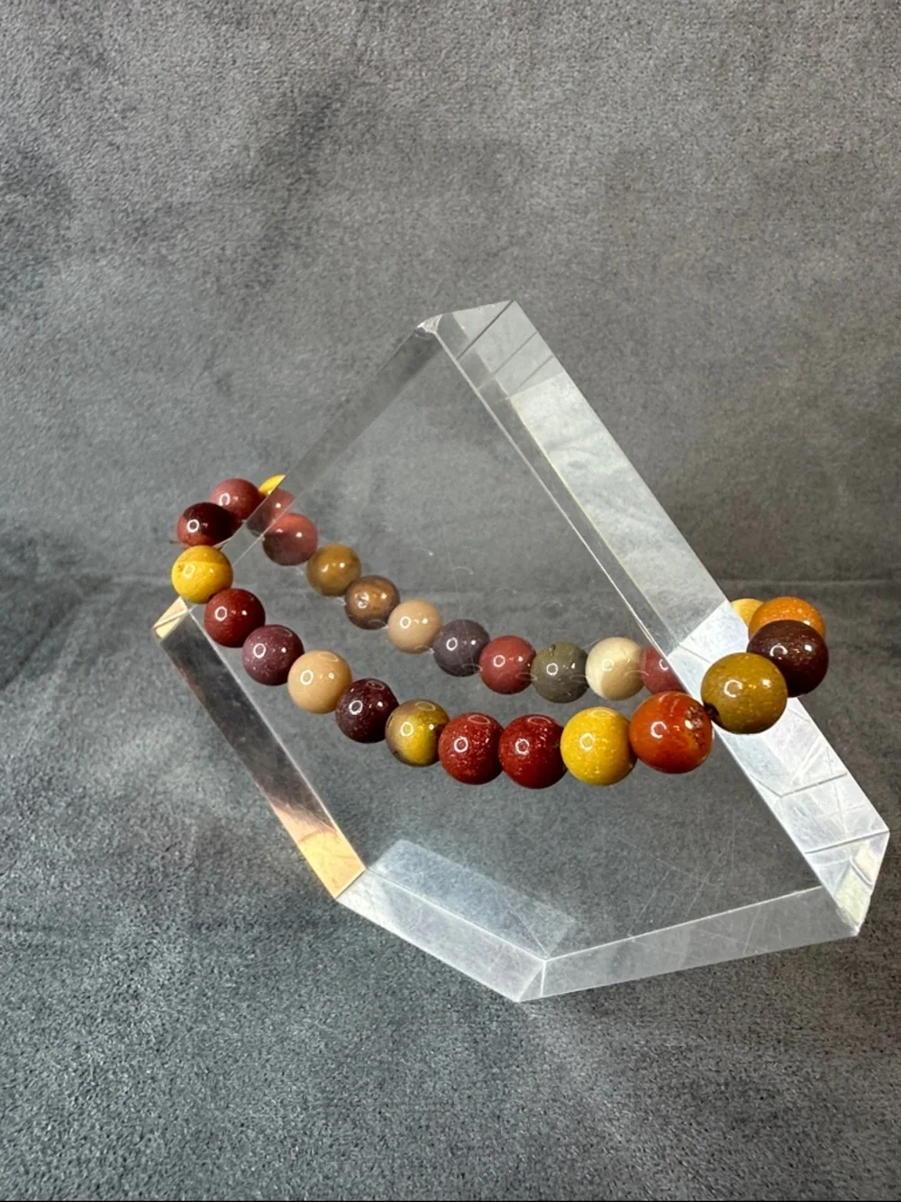 Beaded Multicolor Mookaite Stretch Bracelet - Unbranded